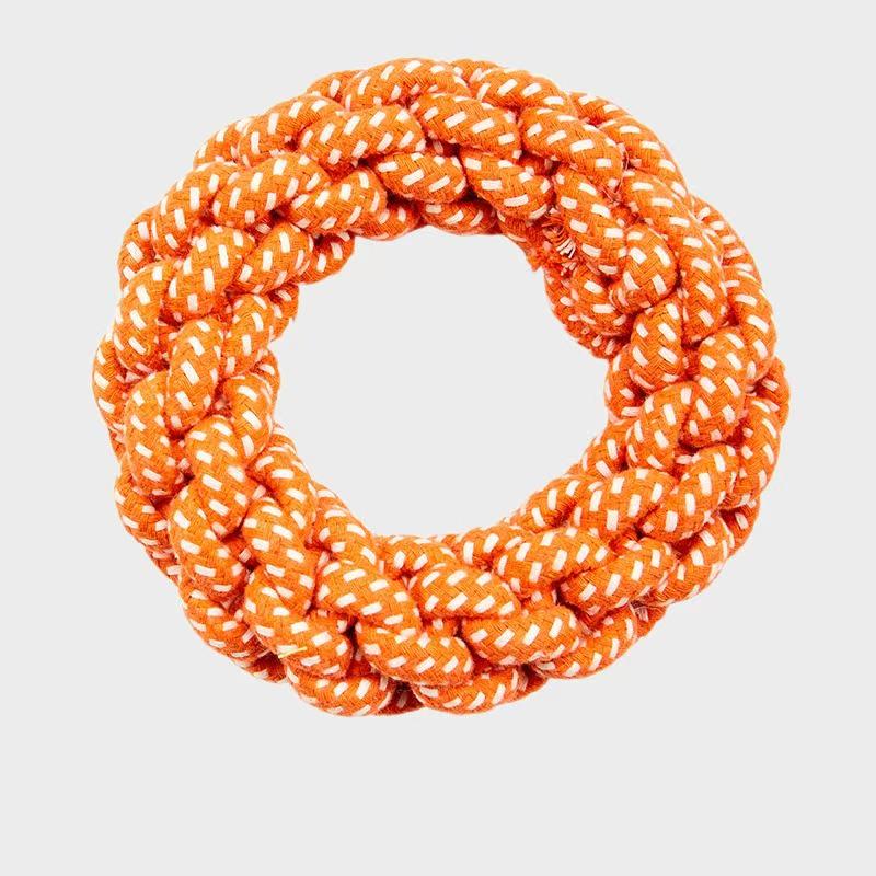 Durable Sweet Donut Dog Toy: Cotton Rope Chew for Teeth Grinding & Boredom Relief, Interactive Knot Play Pet Supplies