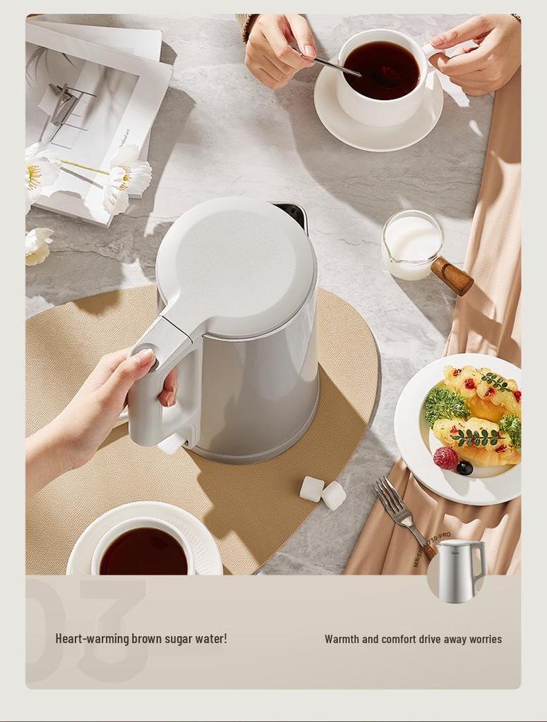 Midea 2024 Stainless Steel 1.7L Electric Kettle with Auto Power-Off