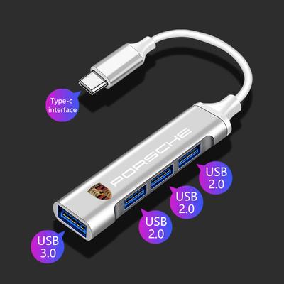 1Pc Type-C Turn USB Adapter Multi Port Distributor Hub For Porsche Boxster Cayenne Panamera Macan Cayman 911 918 996 917 991 Car Accessories