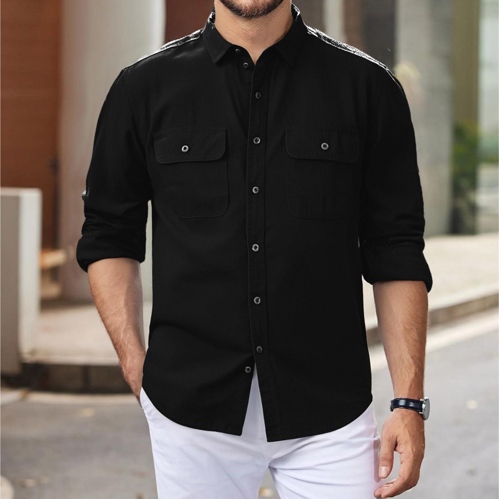 

Мужской повседневный кардиган свободного кроя для улицы, однотонный, на пуговицах, со стоячим воротником, с длинными рукавами L чёрный