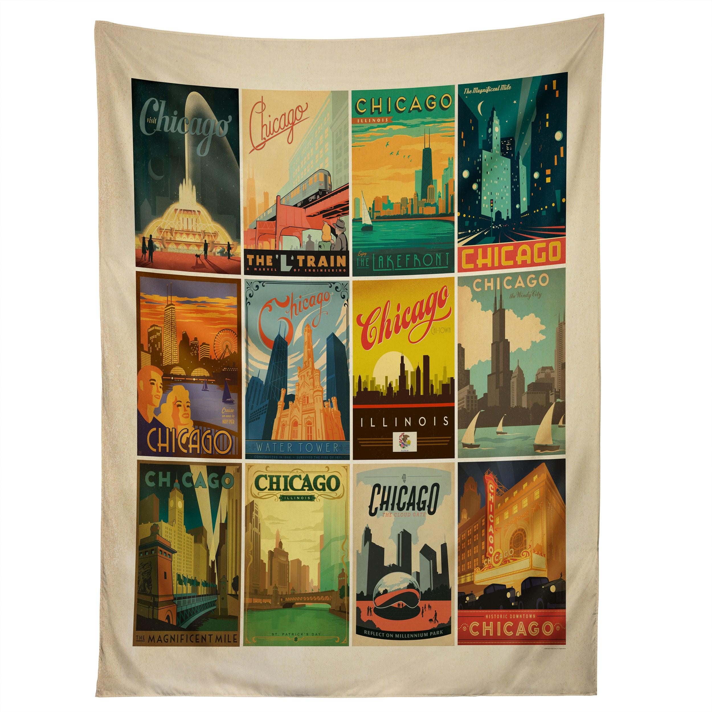 CHICAGO MULTI IMAGE PRINT tapestry 75x100