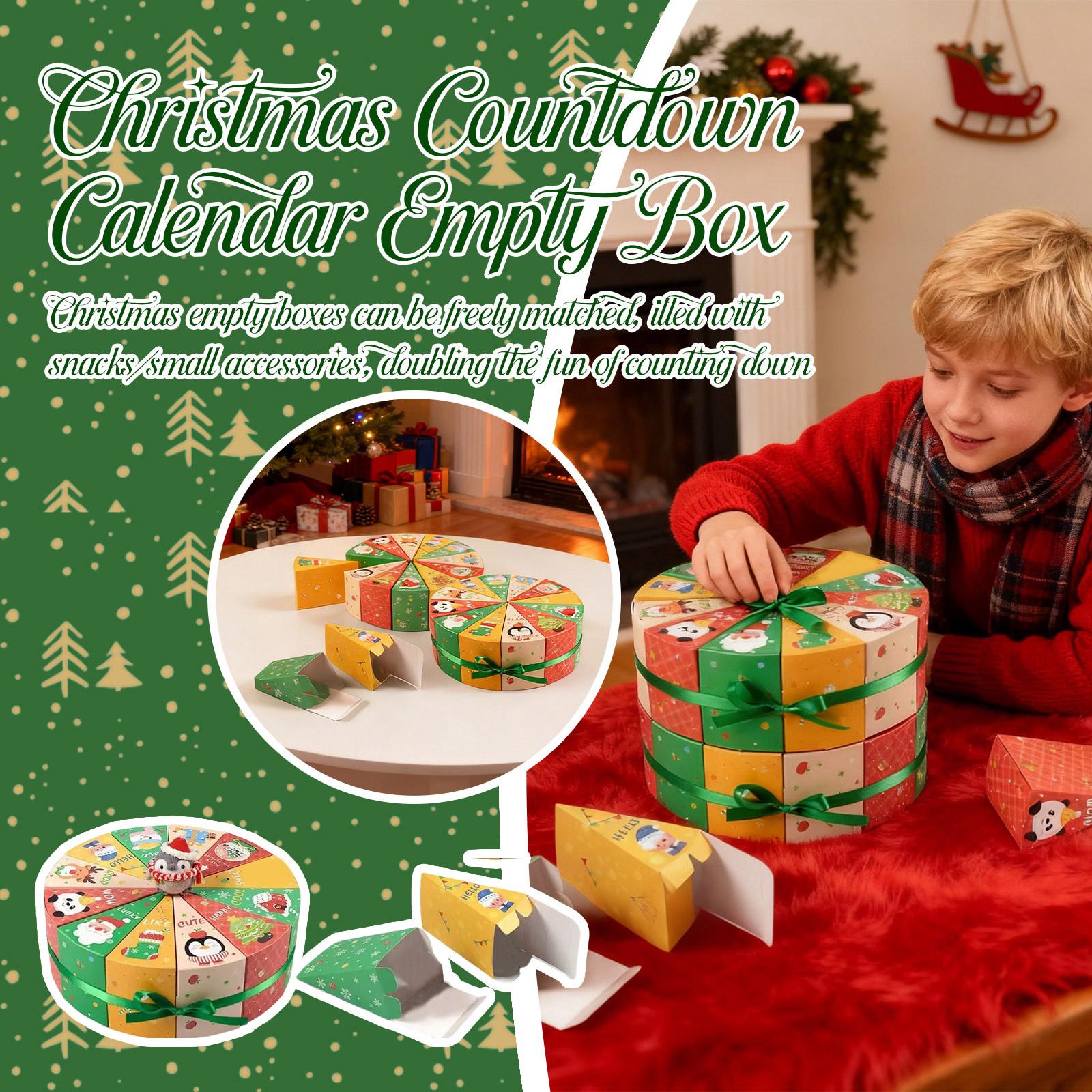 

2 набора DIY Рождественский адвент-календарь 24 Рождественская пустая коробка адвент-календаря с зеленой креативной картонной коробкой с обратным отсчетом номеров One Size зелёный
