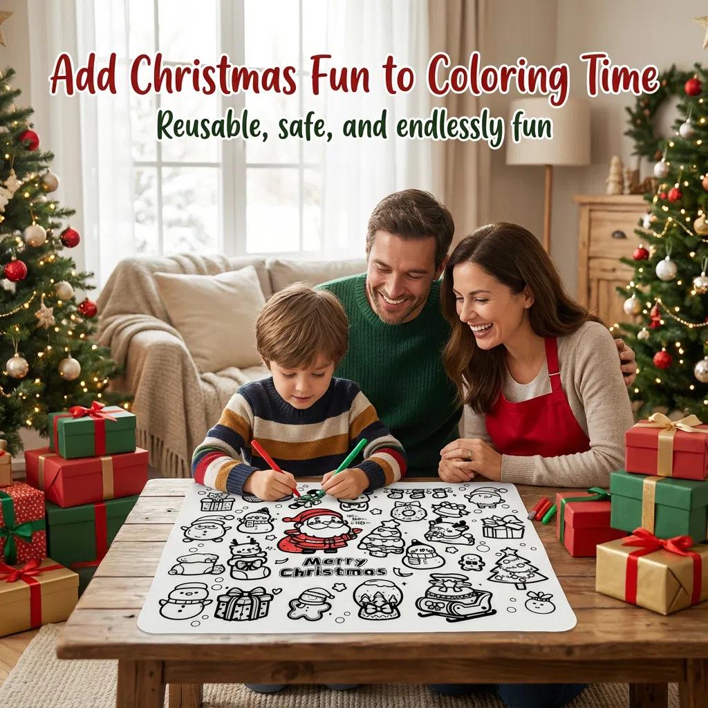 Christmas Silicone Cartoon Doodle Placemat - Reusable Painting Mat