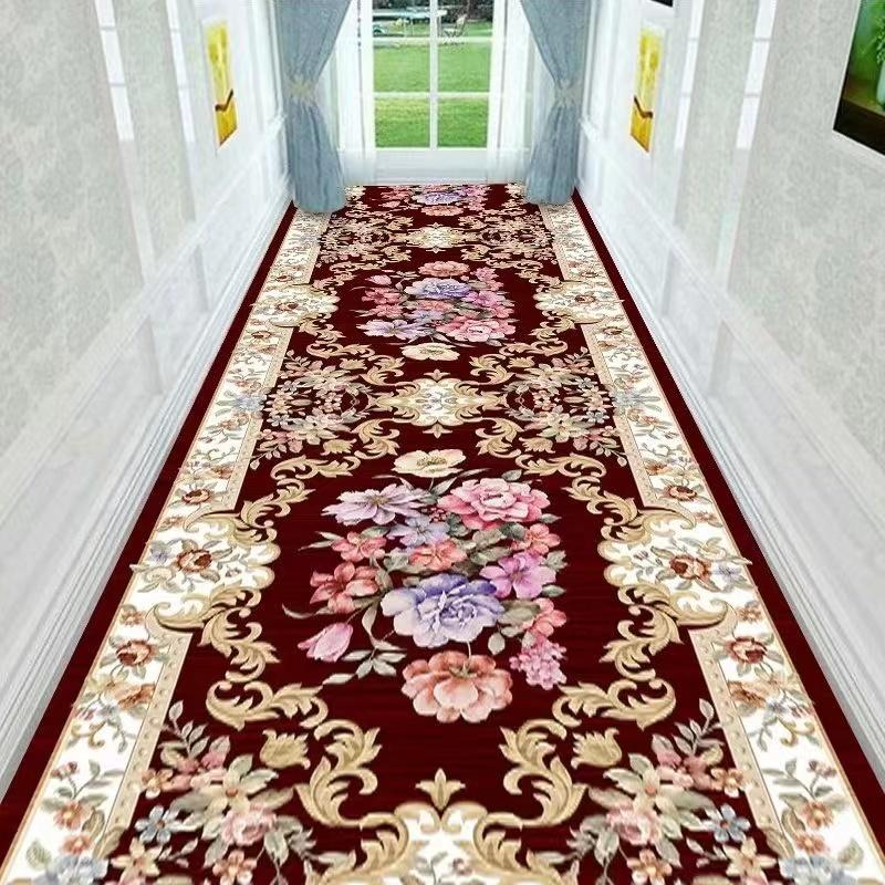 

Винтажный персидский коврик-дорожка с цветочным узором - Моющийся, богемный коврик со сложным синим, золотым и бежевым дизайном для спальни, кухни, прихожей 80*500CM