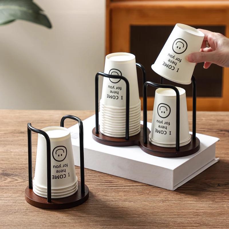 Luxury Disposable Cup Storage Holder Water Tea Cups Dispenser Rack Shelf with Longer Stick Mug Display Stand Home Organizer