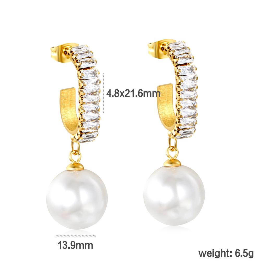 Elegant Baroque White Pearl Earrings Fashionable High-End Pearl Jewelry