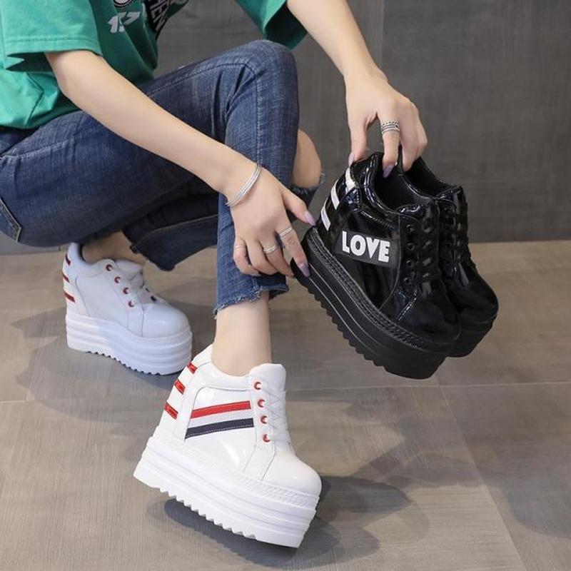 Fashion 2025 Women Autumn Sneakers Platform 12CM Heels Casual Shoes Thick Sole Breathable Ladies Vulcanized Shoes Sneakers Zapatos Mujer