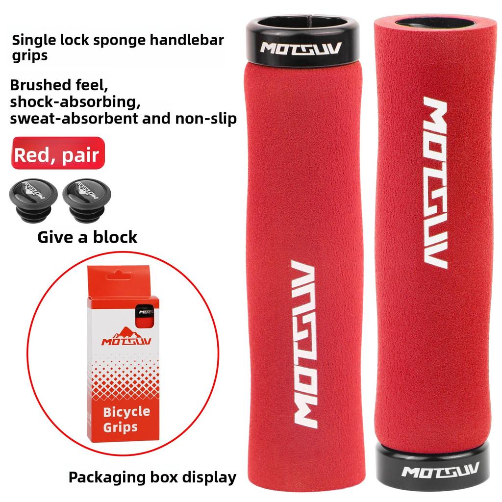 Single Lock‑On Wave Sponge Bike Handlebar Grips, Anti‑Slip Sweat‑Absorbent Comfort Shock‑Absorbing Grips for Mountain Bikes