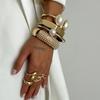 DIEZI 4 Style Exaggerated Round Imitation Pearl Cuff Bangles Women Men Vintage Geometric Metal Spring Bangles Bracelets Jewelry