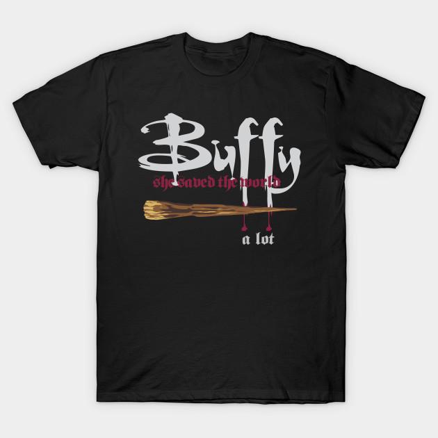 

Men Black Print T-shirt Buffy Saved The World... A Lot No-Cut Transfer Paper Print Cotton Tshirt 4XL чорний