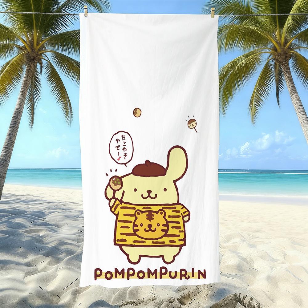 Cute Puppy Cartoon Print Microfiber Beach Towel Water Absorbent Quick Dry Bath Towel For Vacation