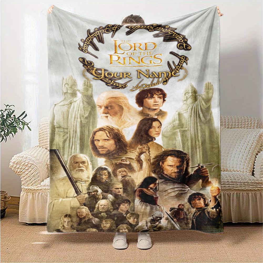 Lord Rings Customize Your Name Blanket Cozy Personalized Blanket Ultra-Soft Versatile for Office Sofa Bed Livingroom Four Seasons Multipurpose