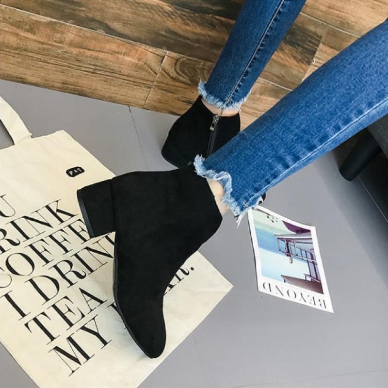 Shop   Women Suede Ankle Boots Mid Heel Chelsea Boots Wdms Wse Ts10364673