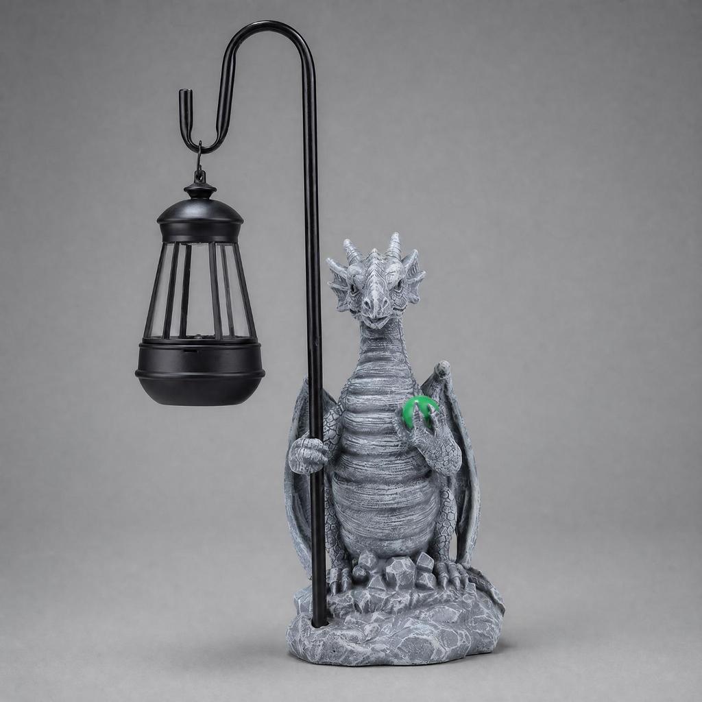 Solar Dragon Garden Statue Light Cordless for Evening Entertaining Areas