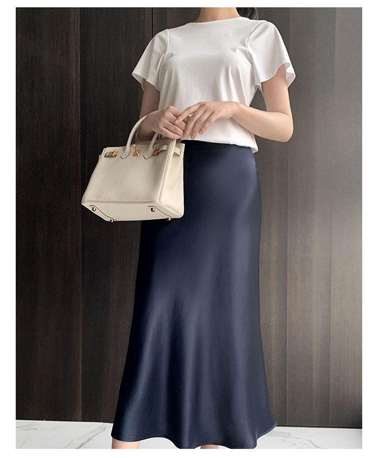 Damen A-Linien-Maxi-Rock 2026 Frühjahr/Sommer Petite Diagonal Schnitt Triacetat-Satin