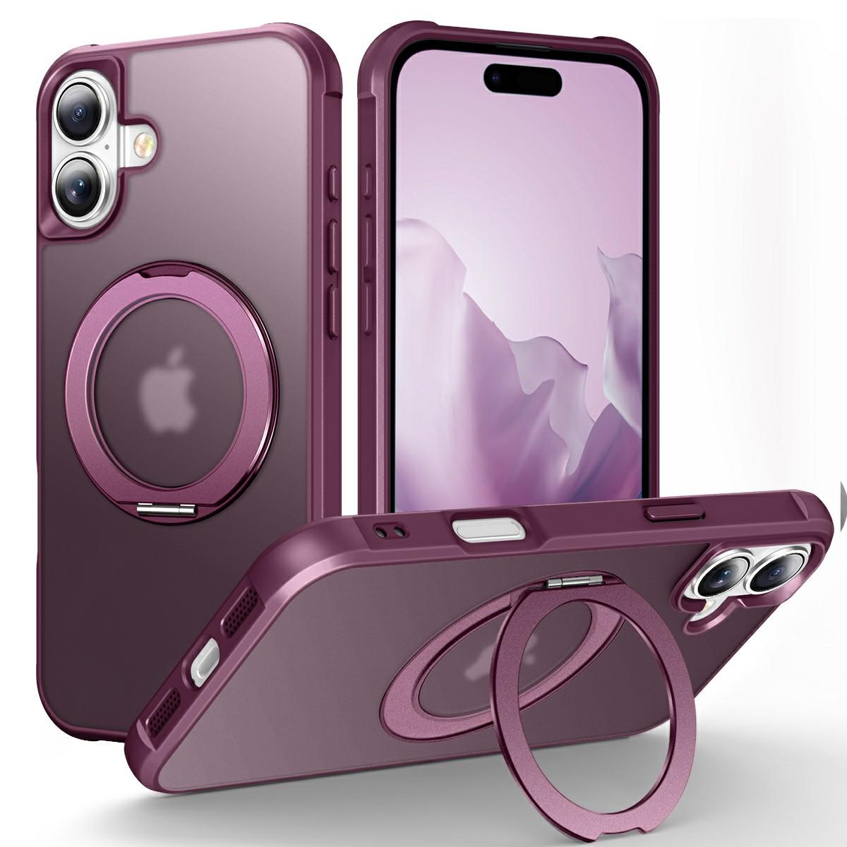 

For iPhone 17 Case Magnetic Kickstand TPU + PC Shockproof Hybrid Phone Cover D