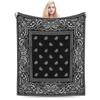 Buntes Paisely Schwarzer Bandana-Rand Schal Weiße Decke Weiche Warme Fleece-Kuscheldecke Leichte Flanell Flauschige Decken