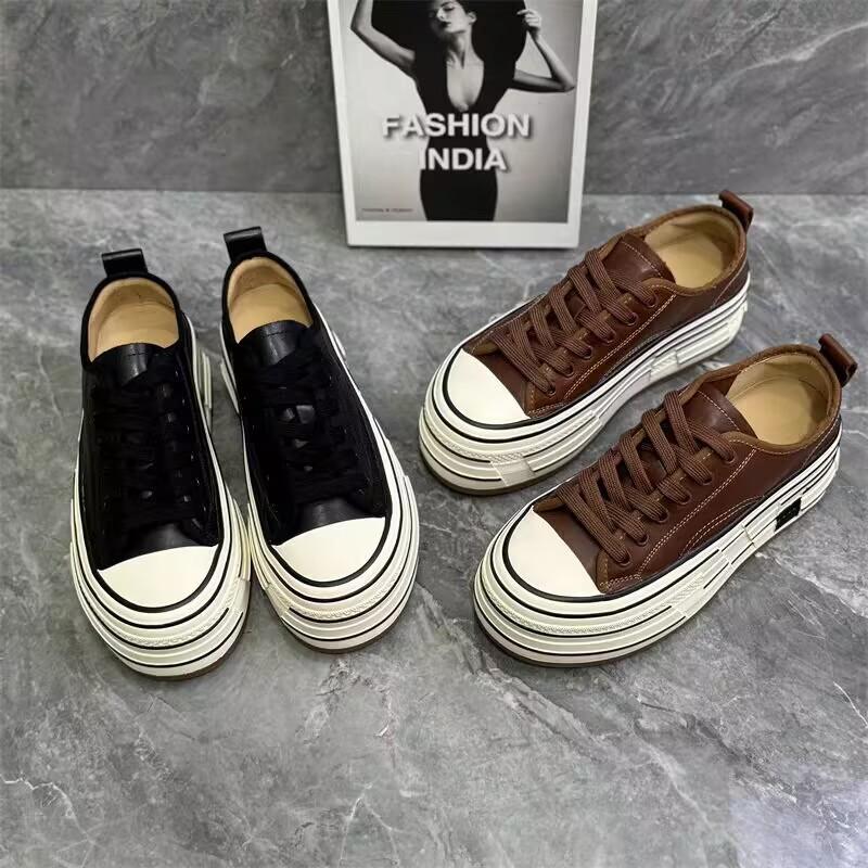 Women's canvas shoes European station 2025 new autumn platform muffin shoes fashionable versatile round head color matching single shoes women