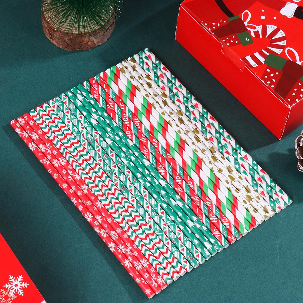 Party Supplies Snowflake Drinking Straw Disposable Christmas Decorations Christmas Paper Straws