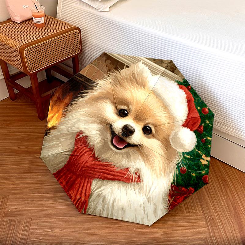 1 PC Automatic Folding Umbrella - Pomeranian Pattern, Portable & Foldable Design with 8 Ribs, Christmas Birthday Gifts