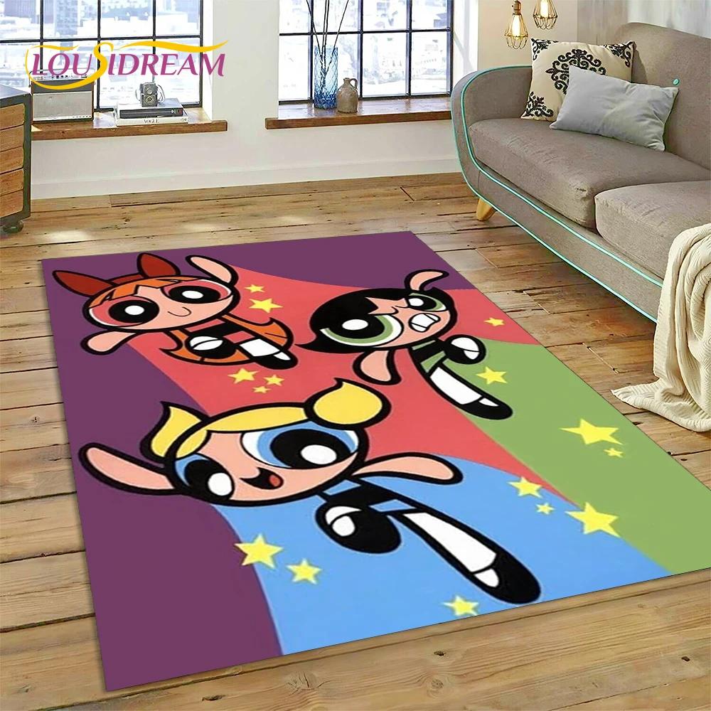 Animacinis Mielas P-Powerpuff Mergaitės Kilimas Kilimėlis Miegamajam Svetainei Namų Sofos Dekoravimas, Vaikų Žaidimų Didelis Dekoras Grindų Kilimėlis Dovana