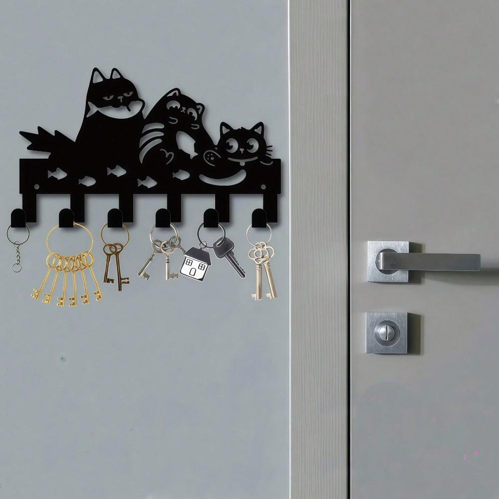 Iron Key Holder Wall Mount with 6 Hooks Modern Entryway Decor