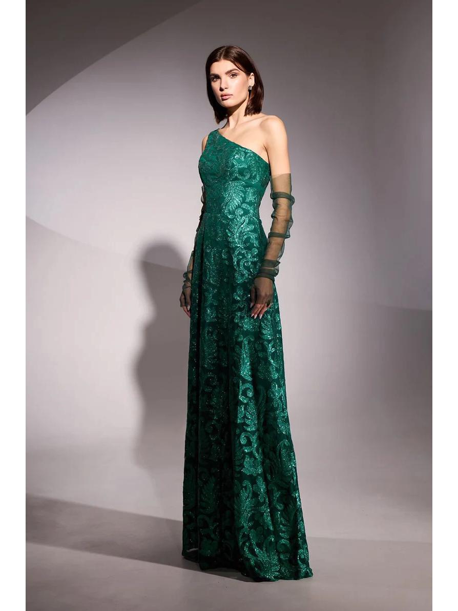 

Весенне-летнее европейское и американское женское вечернее платье бодикон с одним плечом и облегающего кроя XL зелёный