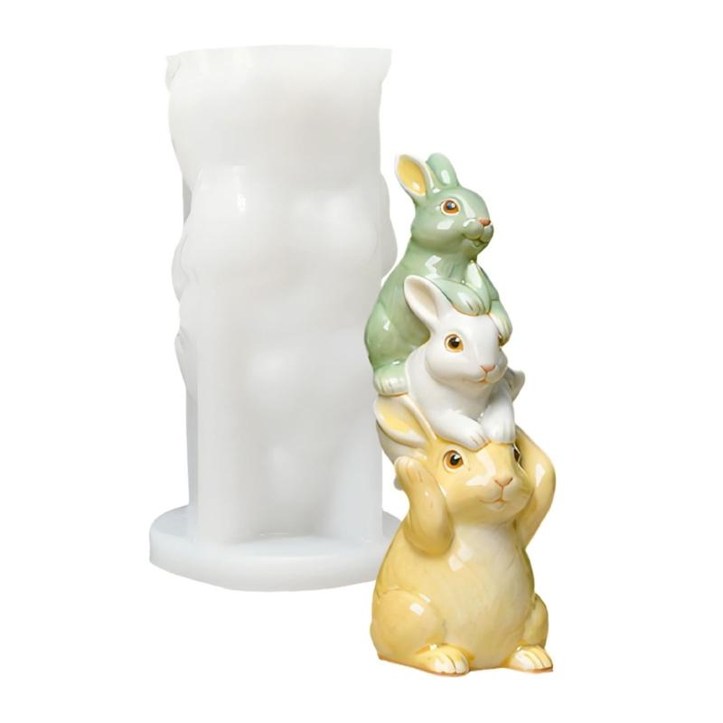 Food Grade Silicone Easters Sitting Rabbits Mould For Candle Making Home Decoration Craft Art