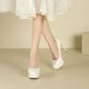 Cross-border Waterproof Table Super High Heels Women's Round Head Thin Heel High Heels Sexy Solid Color Single Shoes CM