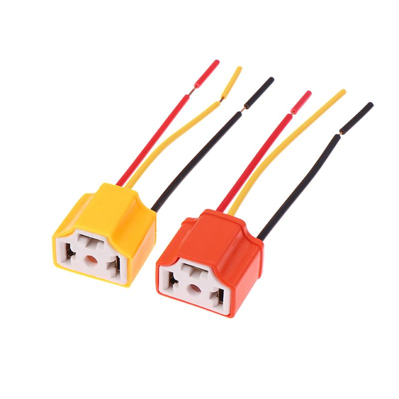 2 Stück/Set Keramik-Lampenfassung H4 für Auto mit 3 Löchern Kupferdraht Verkabelung Lampenstecker Auto-Scheinwerferlampenhalter Lichtstrahl-Sockelstecker