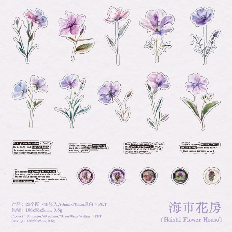 Journal GO 40pcs Stickers Aesthetic Flower Stickers for Junk Journal Scrapbooking Decoration Greeting Card Album diy Decals