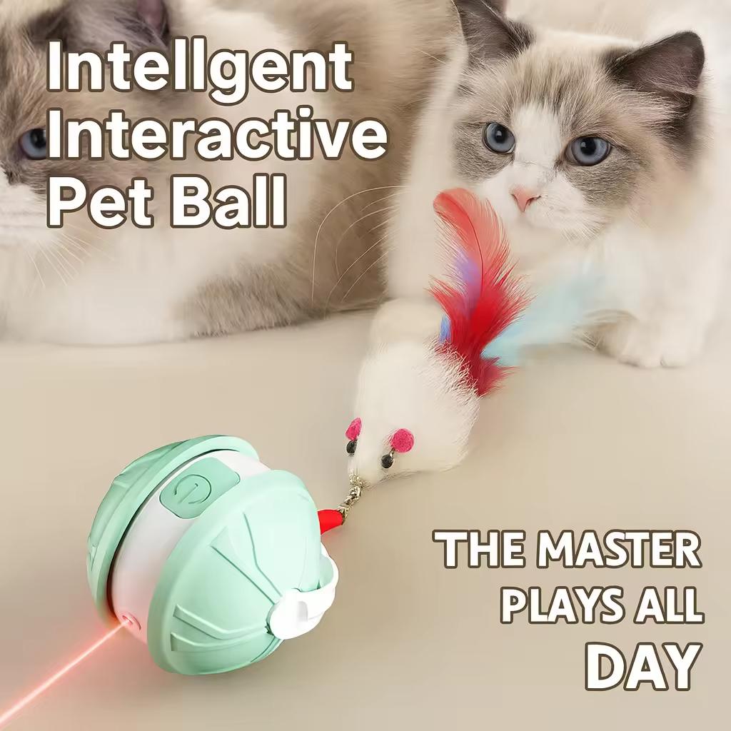 Cross-border Best-selling Smart Pet Laser Ball Chew Toy Electric Smart Cat and Dog Toy with Interchangeable Accessories