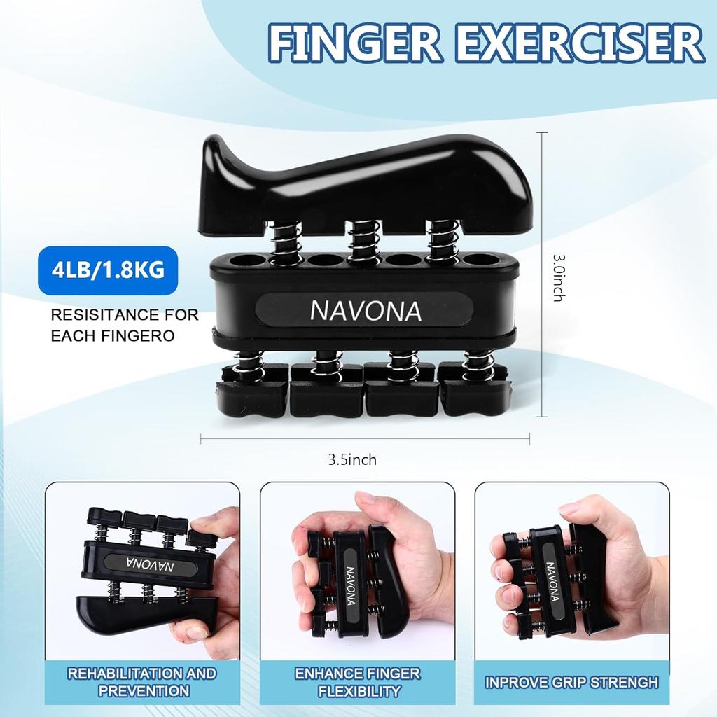 Grip Trainer Kit: Adjustable Hand Gripper,Finger/Hand Exercisers,Stress Ball & Forearm Ring for Muscle Build & Injury Rcvry