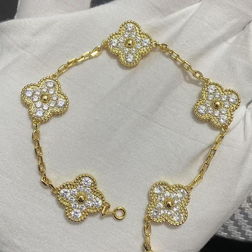 Nouă Versiune Brățară Trifoi cu Patru Foi Cinci Flori Agat Roșu Natural Sidef Alb Brățară Dama Brățară Laser