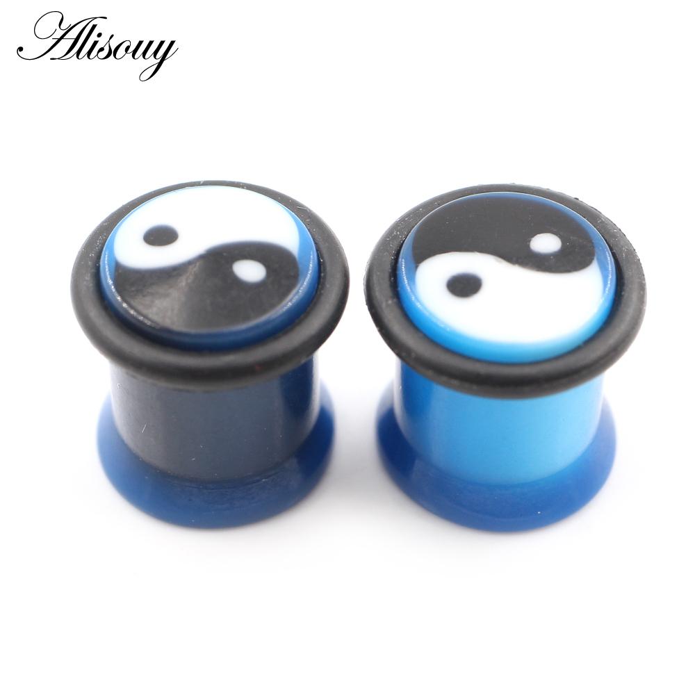 Alisouy 2 Stück 10 mm Tai Chi Yin-Yang Acryl Taper Ohr Tunnel Plugs Flesh Flared Expander Keil Messgeräte Piercing Körperschmuck