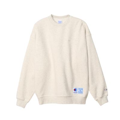 Champion Oatmeal Long Sleeve Crew Neck Size with Fleece and Script Logo Men's Sweatshirt, XL, C3-Z001,