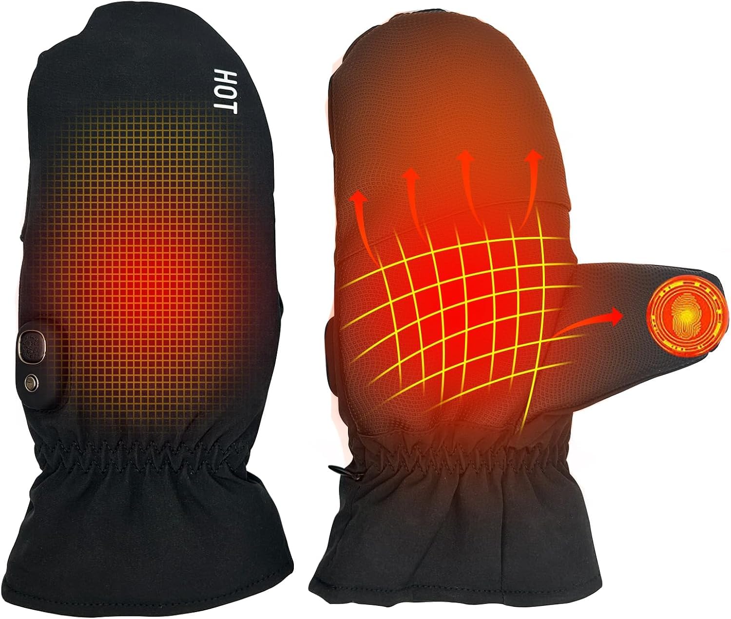 

OBEST Heated Touchscreen Smartphone Temperature Outdoor Fast Cold Gift for Christmas and New Black Gloves, Compatible, Non-Slip, Windproof, чёрный