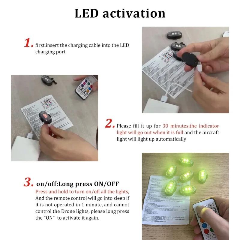 Wireless Remote LED Strobe Light Colours USB Rechargeable Car Motorcycle Bike Aircraft Warning Anti-collision Flashing Lamp