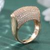 Luxury Micro Pave White CZ Women's Ring Aesthetic Gold Color Geometry Daily Wear Party Jewelry Anniversary Gift