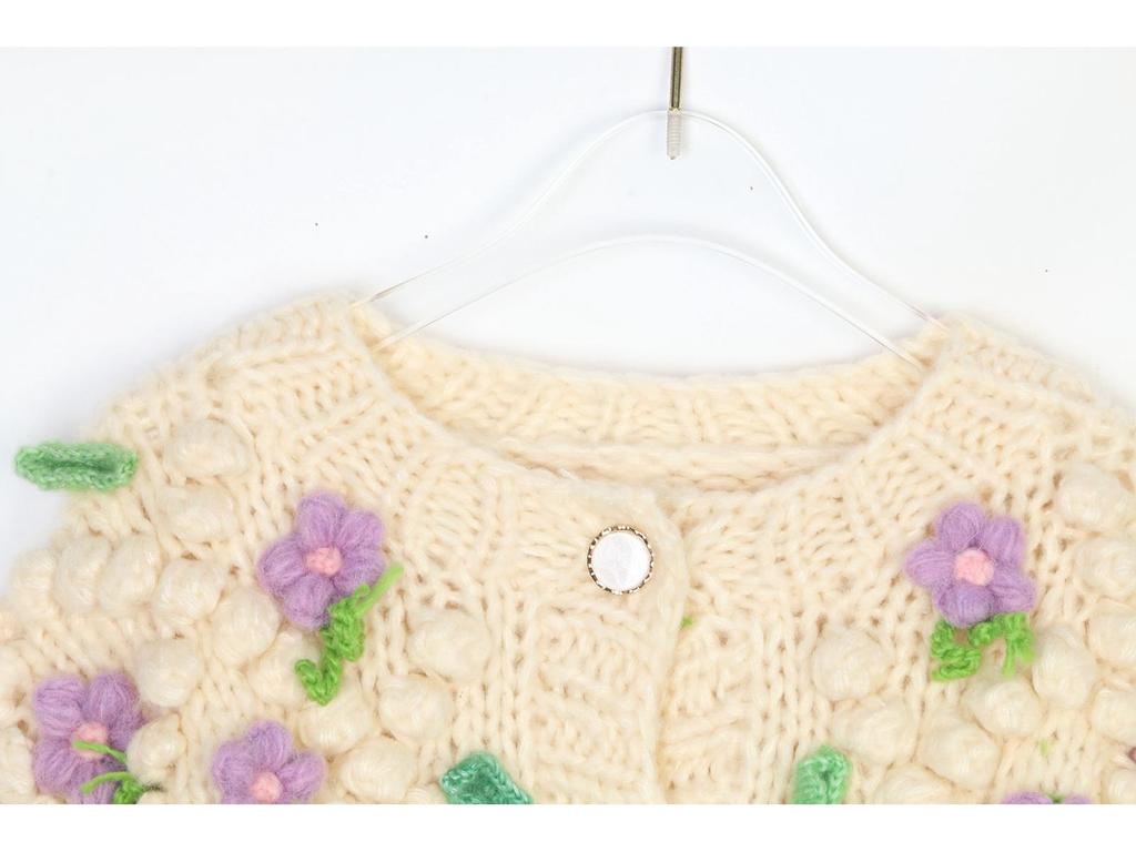 2024 Women's Handmade Crochet Crew Neck Straight-leg Cardigan - Lazy Style Versatile Loose Sweater Jacket