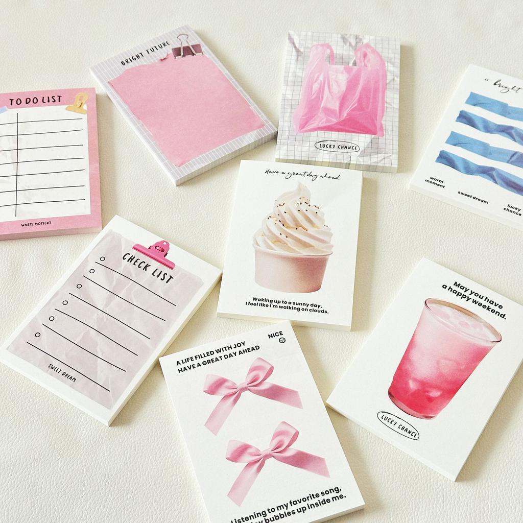Original Korean High-end Sticky Notes Book Super Textured Cultural Creative Style Cream Color Sticky Notes Study Memo Notebook