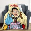1pc Mr. Bean Outdoor Blanket Lightweight Flannel, Soft & Warm, All-Season Use for Sofa, Outdoor, Camping, Living Room, Office029
