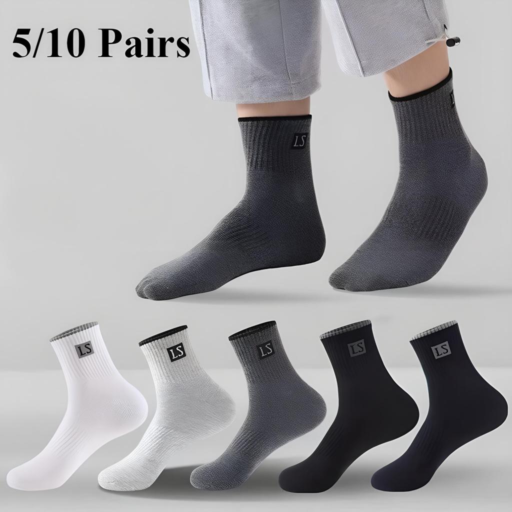 5Pairs of Men's Letter Socks Autumn Winter Spring Socks Mid-tube Sports Socks Lot