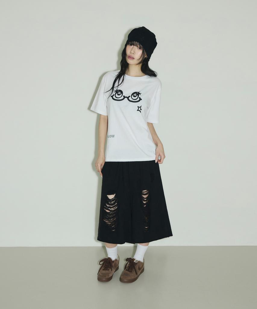 Seulliggeullou Damaged Bermuda Sweatpants [Black]