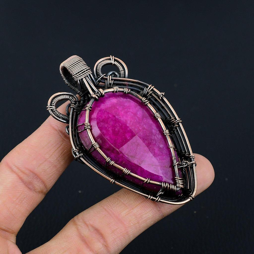 Tree Of Life Ruby Pendant Gemstone Jewelry, 999 Copper Wire Wrapped Handmade Pendant, Latest Design Jewelry
