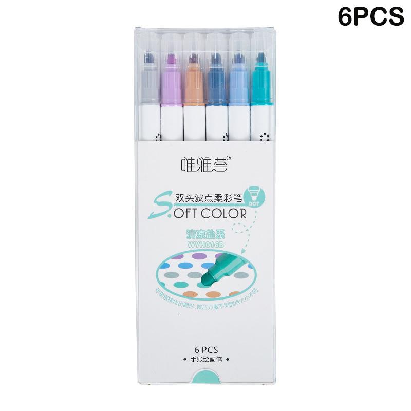 

Набор из 6 штук тонких ручек с двойным наконечником, светлых цветов, набор кистей для точечной живописи, набор маркеров для рисования, ручка для рисования, офисные и школьные принадлежности, товары для искусства
