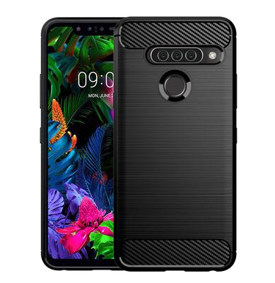 Custodia in silicone con fibra di carbonio per LG G8S Thinq Supporto antiurto Custodia per LG G8S Thinq Custodia opaca spazzolata LG G8S