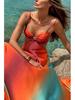 2025 Spaghetti Strap Gradient Island Style Beach Dress