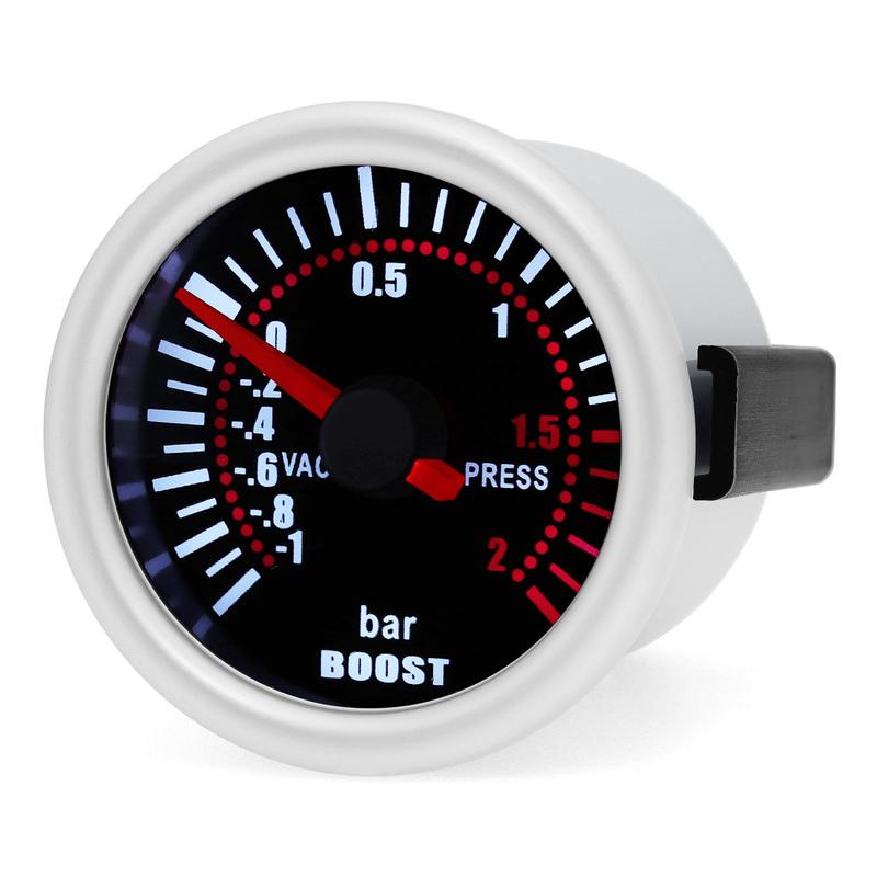 2026 Auto Car White LED Smoke Lens Boost Turbo Meter BAR -1~2 BAR 2" 52mm Boost Gauge with Sensor for Petrol Racing Car 12V
