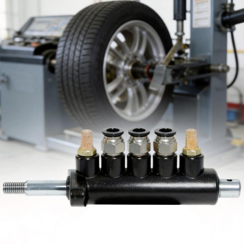 Pneumatic Control Foot Pedal, Tire Changer Air Switching Replacement Part, Service Assembly with Push-In Fittings for Bay Repair and Shop Care